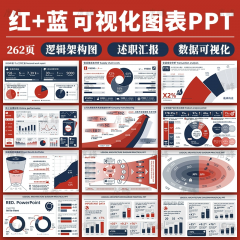 263页红深蓝色信息可视化图表